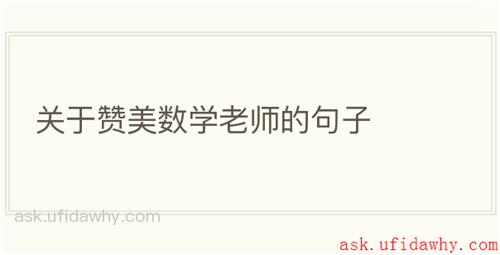 关于赞美数学老师的句子