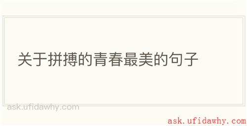 关于拼搏的青春最美的句子