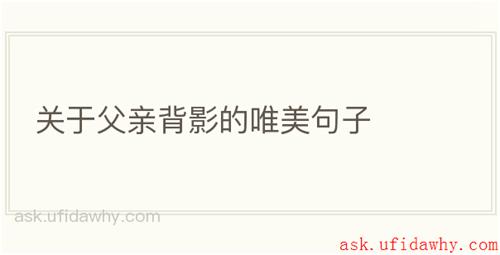 关于父亲背影的唯美句子