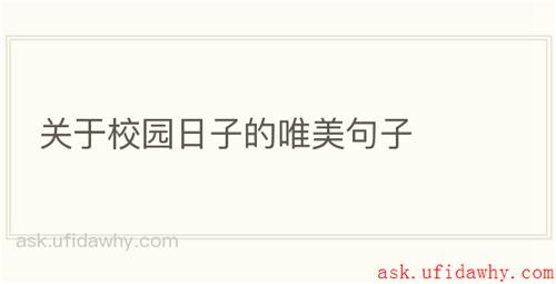 关于校园日子的唯美句子
