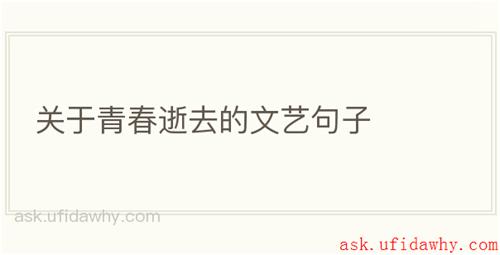 关于青春逝去的文艺句子