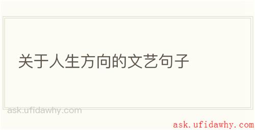 关于人生方向的文艺句子