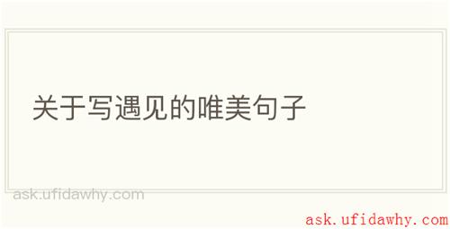 关于写遇见的唯美句子