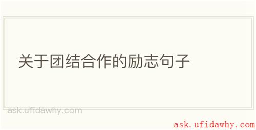 关于团结合作的励志句子