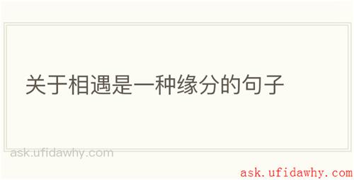 关于相遇是一种缘分的句子