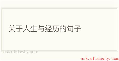 关于人生与经历的句子