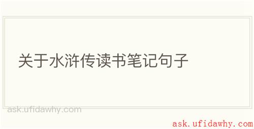 关于水浒传读书笔记句子