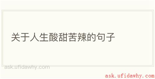关于人生酸甜苦辣的句子