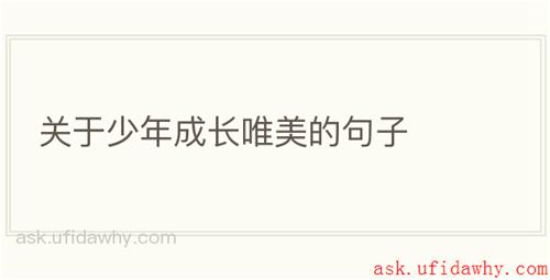 关于少年成长唯美的句子