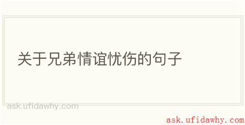 关于兄弟情谊忧伤的句子