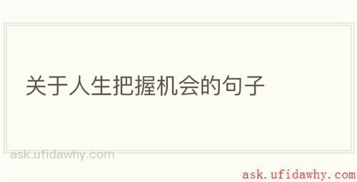 关于人生把握机会的句子