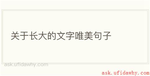 关于长大的文字唯美句子
